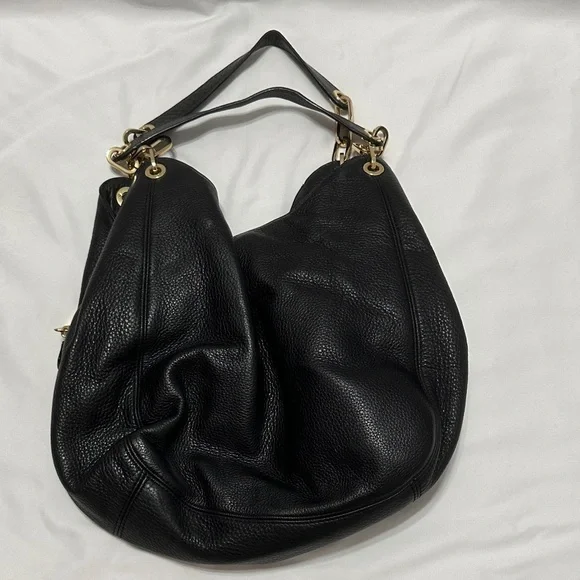 Michael Kors Black Hobo Bag with Gold Accents - Picture 3 of 8